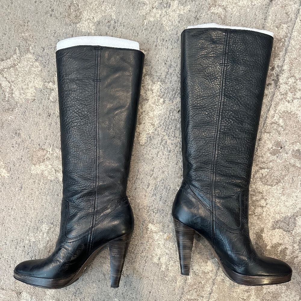 Women’s Black Frye Harlow Campus Heeled Boots with Platform 9M